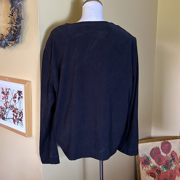 Vintage KC SPENCER Size XL/1X
Black Blouse Velvety Stripe Textured Lagenlook - Picture 4 of 14